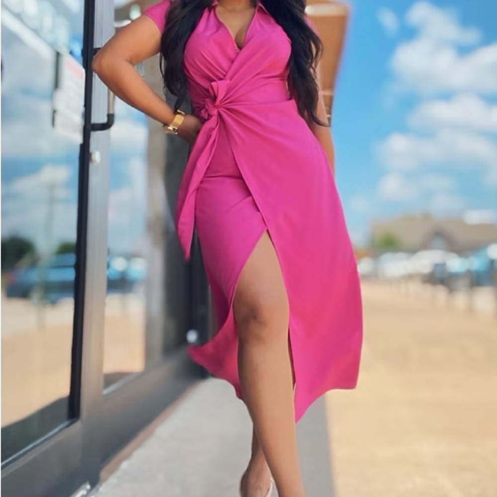 Sunny Day Fuchsia Wrap Dress